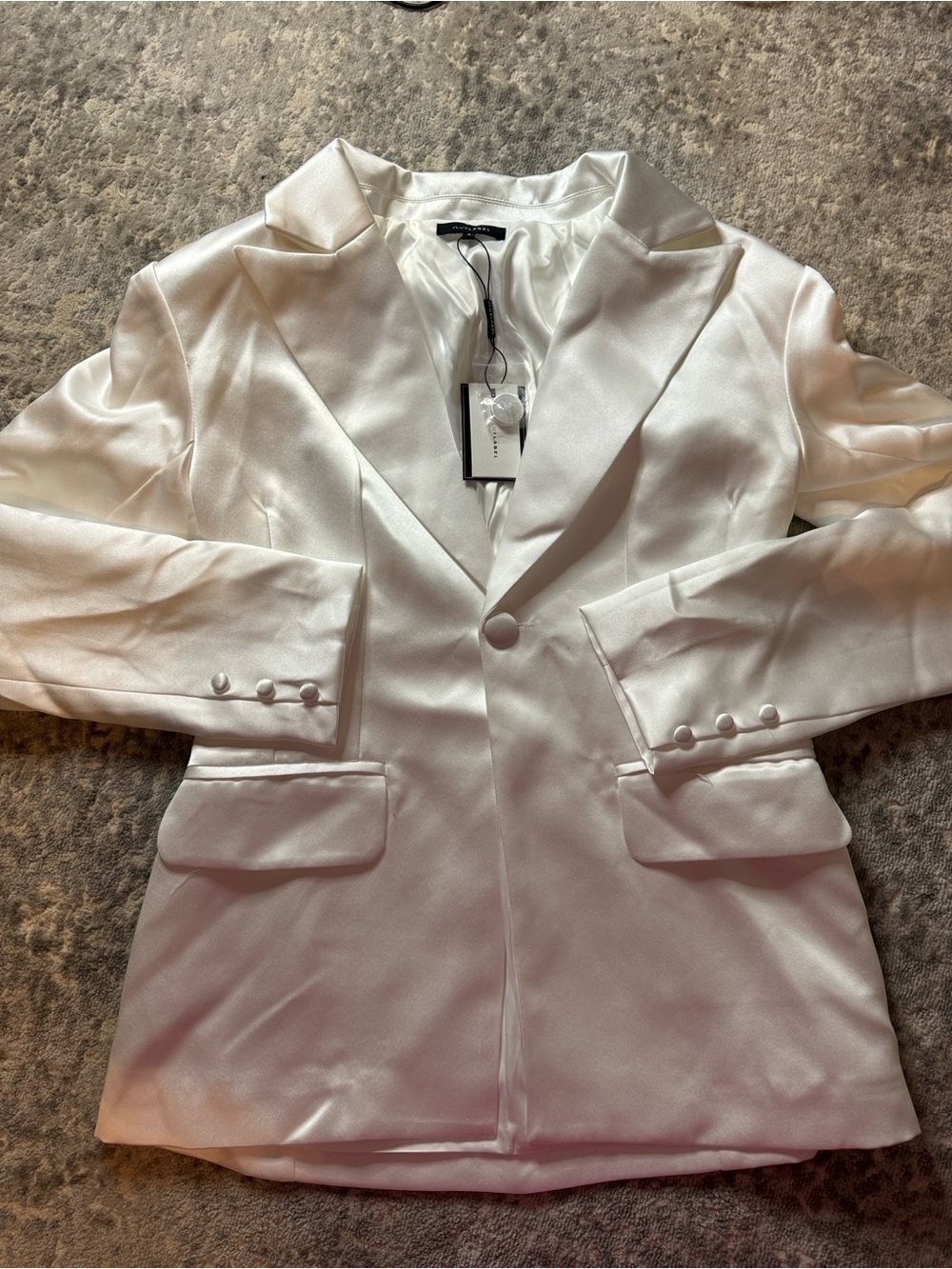JLUXLABEL Satin Single-Button Tailored Blazer